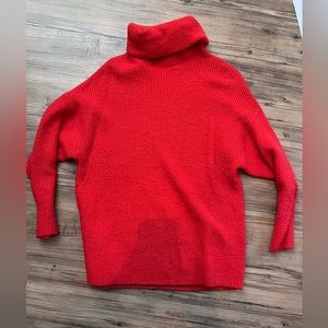 Red turtleneck sweater